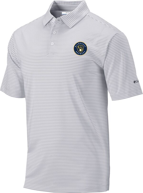 コロンビア メンズ トップス ポロシャツ Columbia Mens Milwaukee Brewers Golf Club Invite OmniWick Polo Gray グレー