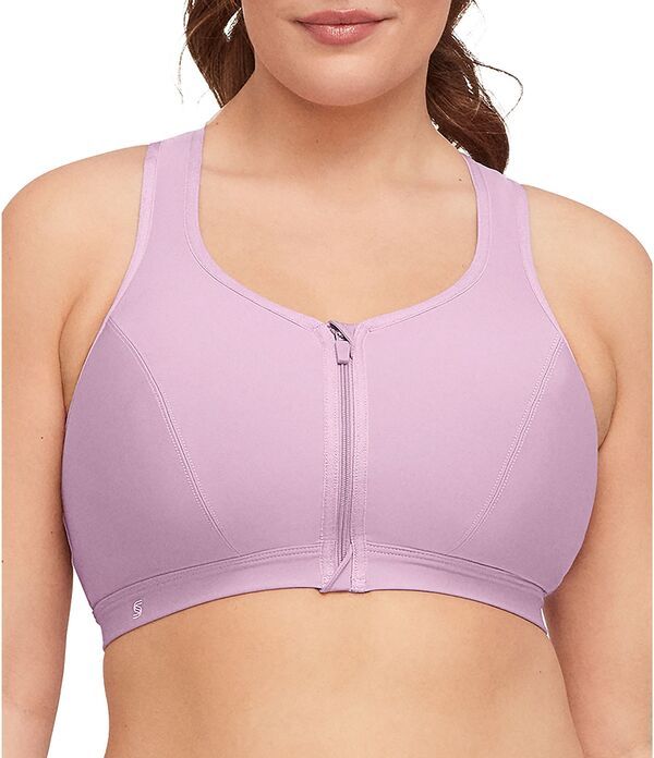 グラマライズ レディース アンダーウェア ブラジャー Glamorise Womens Zip Up FrontClosure Sports Bra Lavender ラベンダー 12,360円
