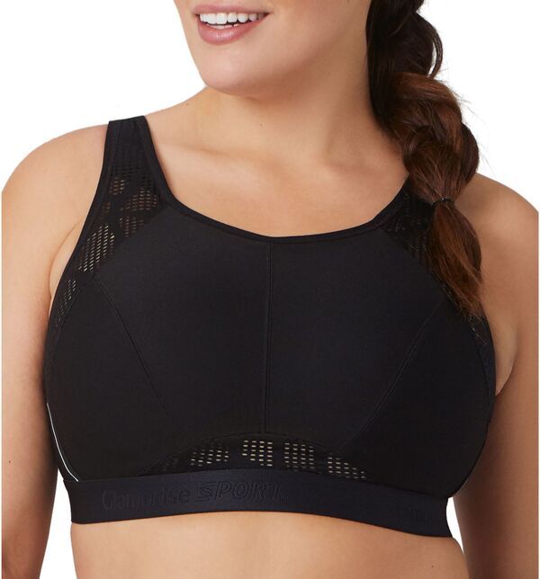 グラマライズ レディース アンダーウェア ブラジャー メッシュ Glamorise Womens NoSweat Meshigh Support Sports Bra Black ブラック