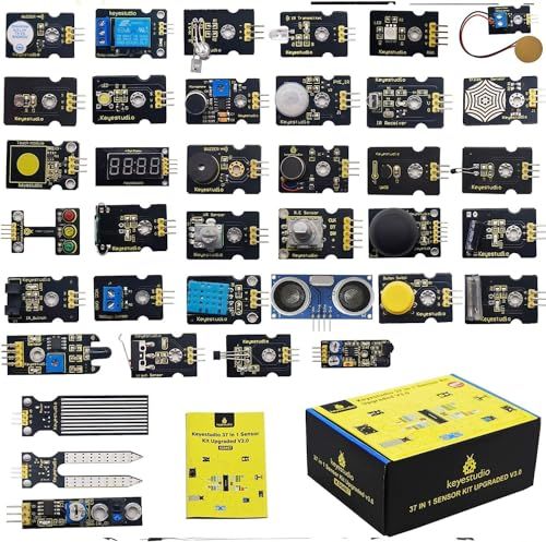 KEYESTUDIO 37 in1センサーキット37センサーモジュール for Arduino Raspberry Piプログラミングプロジェクト用スターターキット、電子部品STEM教育セットキッズティーンアダルト+チュートリアル送料無料 0ad972f4