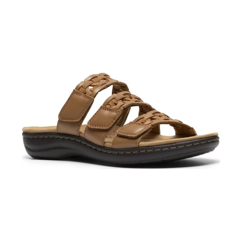 クラークス レディース シューズ サンダル レザー Clarks Laurieann Emma Womens Leather Flat Sandals Tan Leather タン