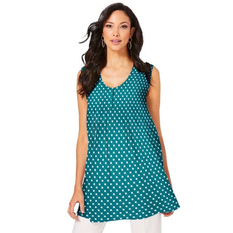 ロアマンズ レディース トップス Tシャツ プラスサイズ プリーツ Roamans Womens Plusize Pleated Tank Tropical Teal Diamond ティール
