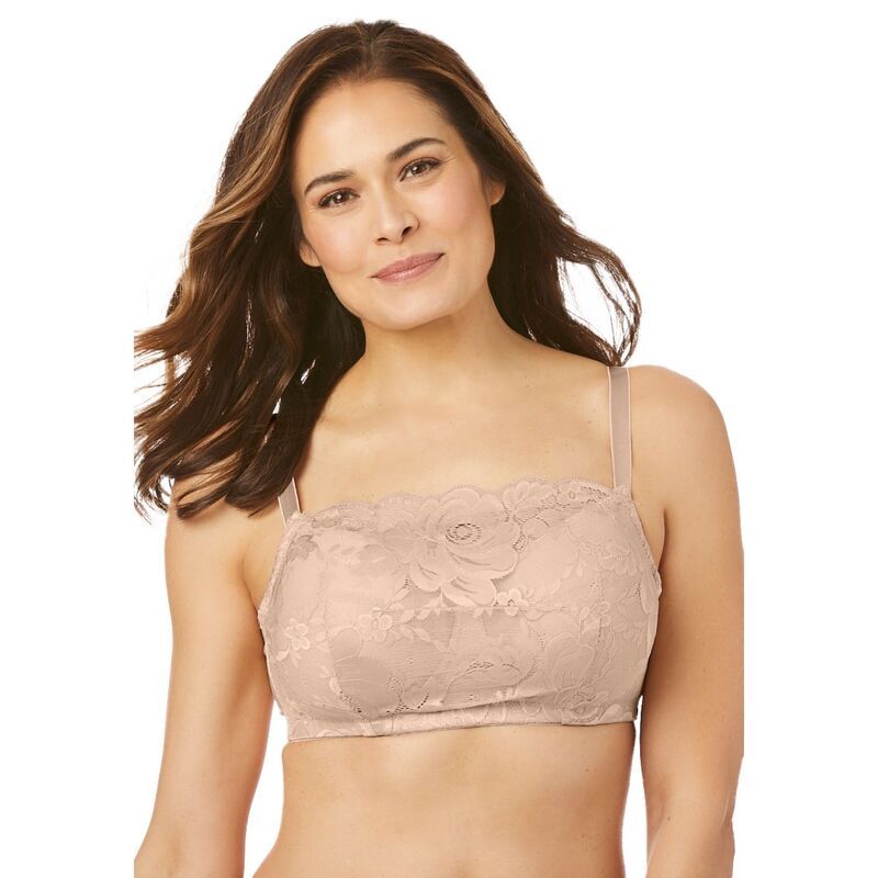コンフォート チョイス レディース アンダーウェア ブラジャー プラスサイズ レース Comfort Choice Womens Plusize Lace Wireless Cami Bra Beige ベージュ