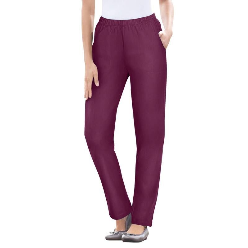 ウーマン ウィズイン レディース ボトムス デニムパンツ ストレート プラスサイズ プチ ジーンズ Woman Within Plusize Petite Straight Leg Fineline PullOn Stretch Denim Jeans Dee