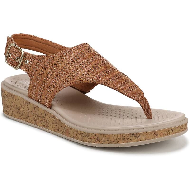 ライフストライド レディース シューズ サンダル LifeStride Beachy Womens Raffia Thong Sandals Brown ブラウン