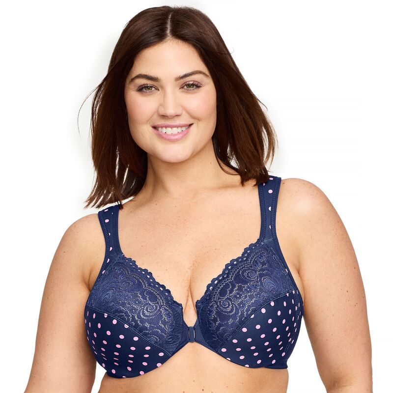 グラマライズ レディース アンダーウェア ブラジャー プラスサイズ Plusize Glamorise FullFigure Wonderwire Front Close Bra 1245 Medieval Blue ブルー