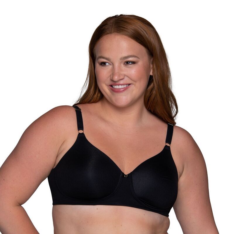 バニティフェア レディース アンダーウェア ブラジャー Vanity Fair Bra Beauty Back WireFree Contour Bra 72345 Womens Mid Black ブラック