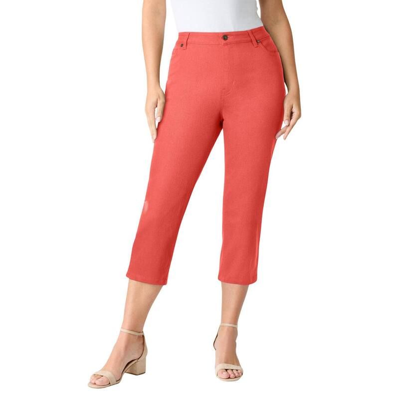ロアマンズ レディース ボトムス カジュアルパンツ プラスサイズ プチ デニム キャップ Roamans Womens Plusize Petite Denim 247 Iconicapri Jean Sunset Coral コーラル