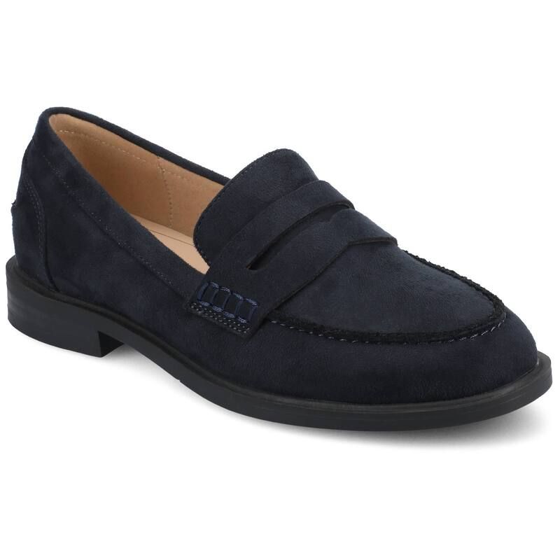 ジャーニー レディース シューズ スリッポン・ローファー ヒール Journee Womens Round Toe Block Heel Comfort Penny Loafers Navy ネイビー