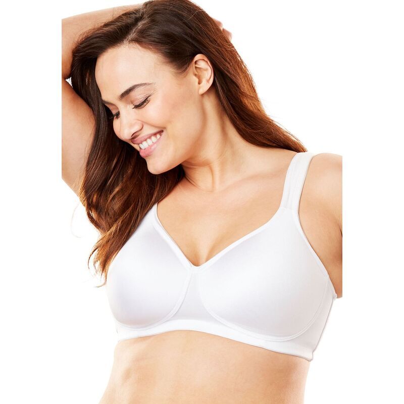 コンフォート チョイス レディース アンダーウェア ブラジャー プラスサイズ Tシャツ Comfort Choice Womens Plusize Microfiber Wireless Lightly Padded TShirt White ホワイト