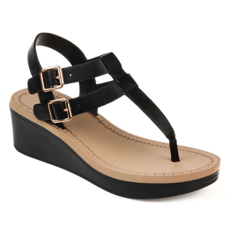 ジュルネ コレクション レディース シューズ サンダル Journee Collection Bianca Womens Wedge Sandals Black ブラック