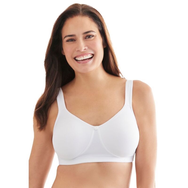 コンフォート チョイス レディース アンダーウェア ブラジャー プラスサイズ Tシャツ Comfort Choice Womens Plusize Wireless Microfiber Tshirt Bra White ホワイト