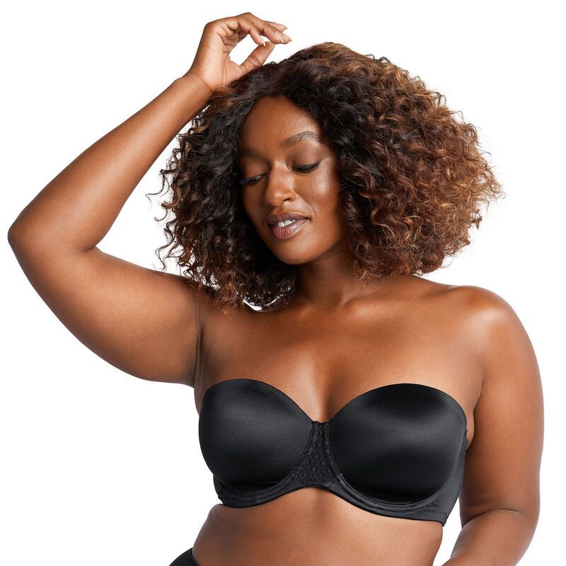 バリ レディース アンダーウェア ブラジャー ストラップレス レース Bali One Smooth U Stay in Place Strapless Underwire Bra DF6599 Black ブラック