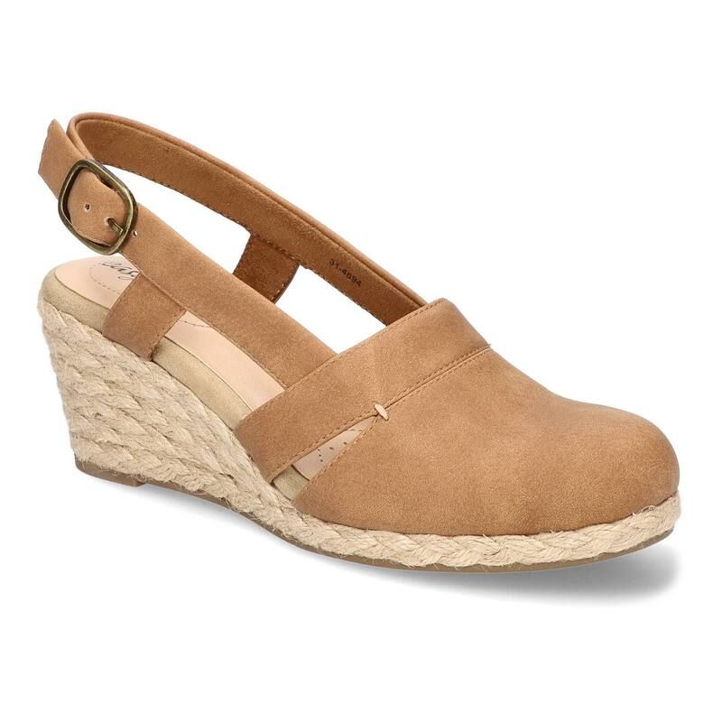 イージーストリート レディース シューズ サンダル Easy Street Stargaze Womens Espadrille Wedge Sandals Tan タン