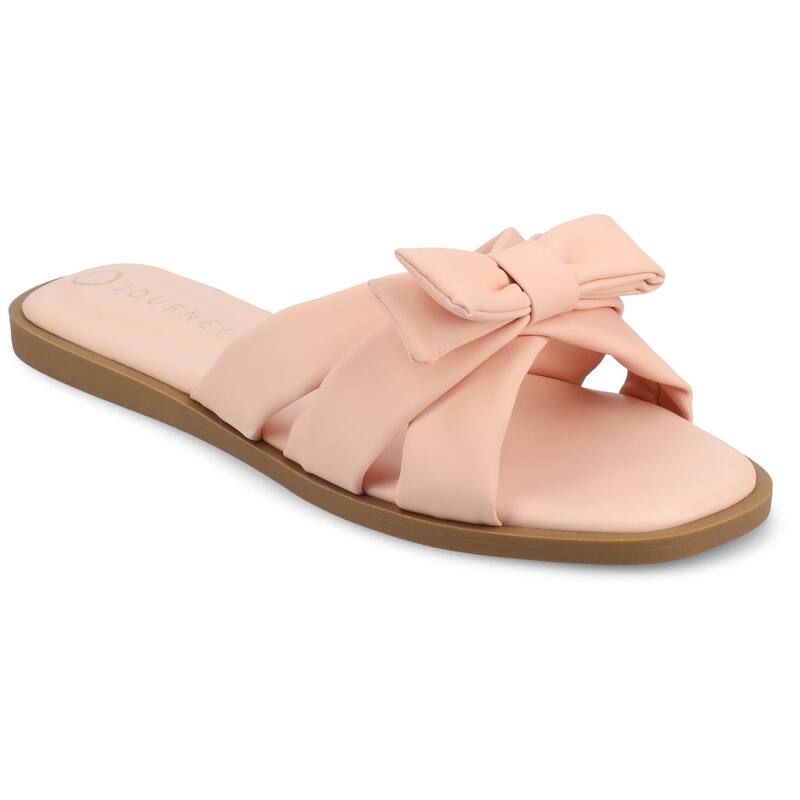 ジャーニー レディース シューズ サンダル Journee Prylin SlipOn Bowomens Flat Sandals Pink ピンク