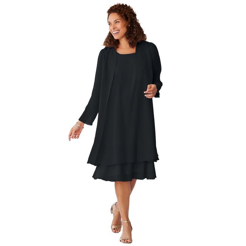 ウーマン ウィズイン レディース トップス ワンピース プラスサイズ ジャケット Woman Within Womens Plusize 2Piece Jacket Dress Black ブラック
