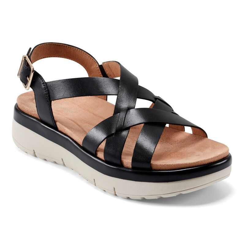 イージースピリット レディース シューズ サンダル レザー Easy Spirit Indie Womens Leather Strappy Wedge Sandals Black Leather ブラック