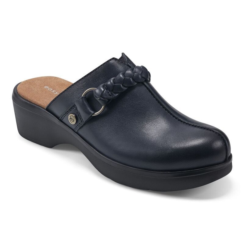 イージースピリット レディース シューズ サンダル レザー Easy Spirit Penelope Womens Braided Strap Leather Clogs Navy Leather ネイビー