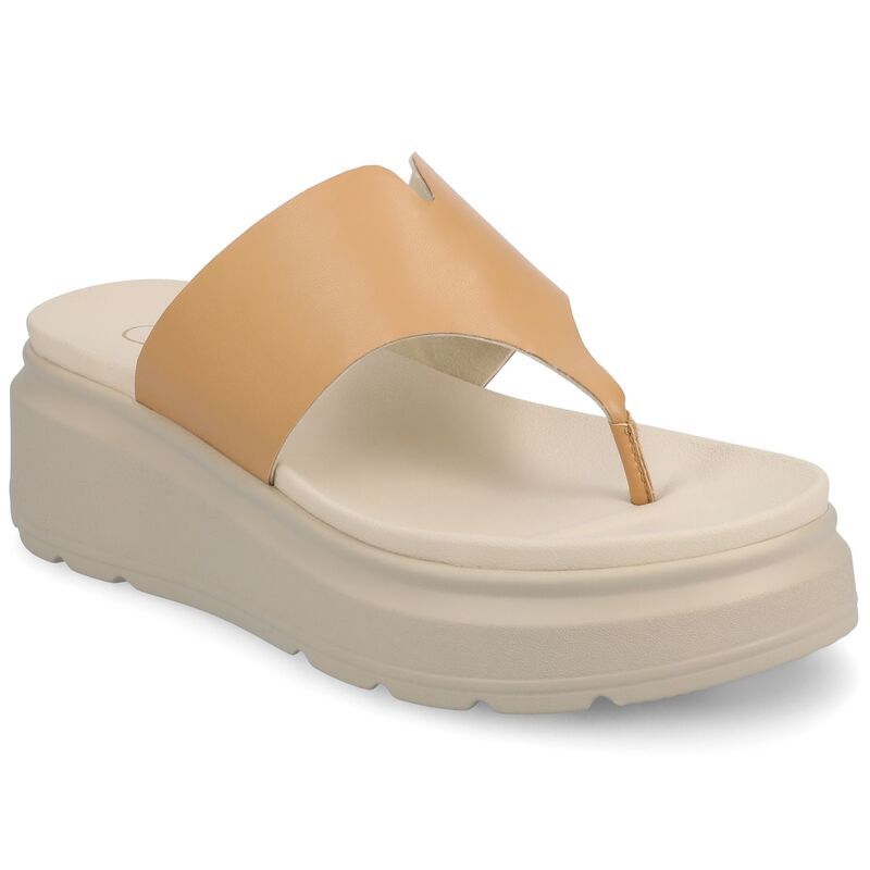 ジャーニー レディース シューズ サンダル Journee Carah Wedge Thong Flip Flop Womensandals Tan タン