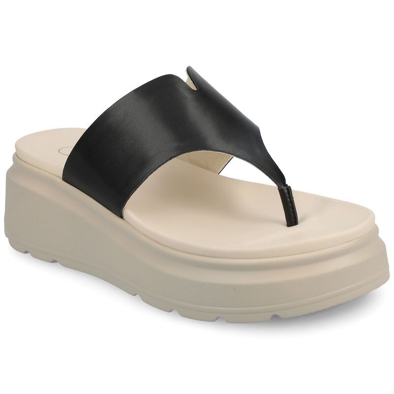 ジャーニー レディース シューズ サンダル Journee Carah Wedge Thong Flip Flop Womensandals Black ブラック