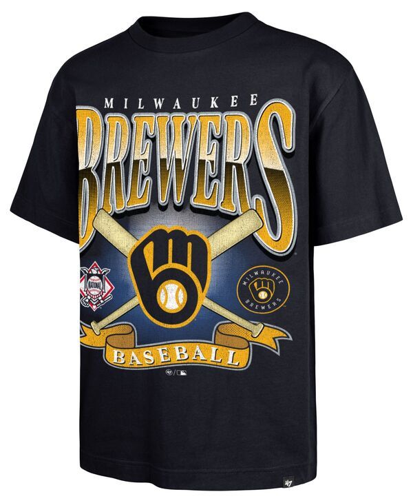 フォーティーセブン メンズ トップス Tシャツ 47 Mens Milwaukee Brewers Navy Chrometown Fountation TShirt NoColor ネイビー