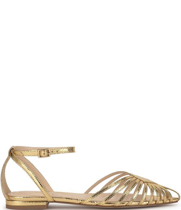 ジェシカシンプソン レディース シューズ パンプス アンクル Jessica Simpson Eulean Embossed Strappy Caged Ankle Wrap Flats Gold ゴールド