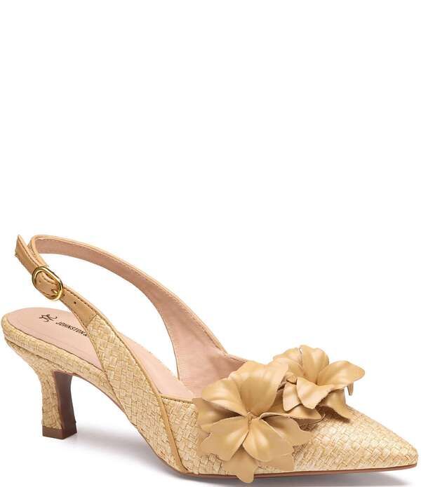 ジョンストンアンドマーフィー レディース シューズ ヒール Johnston Murphy Womens Lindsey Floweraffia Slingback Pumps Natural