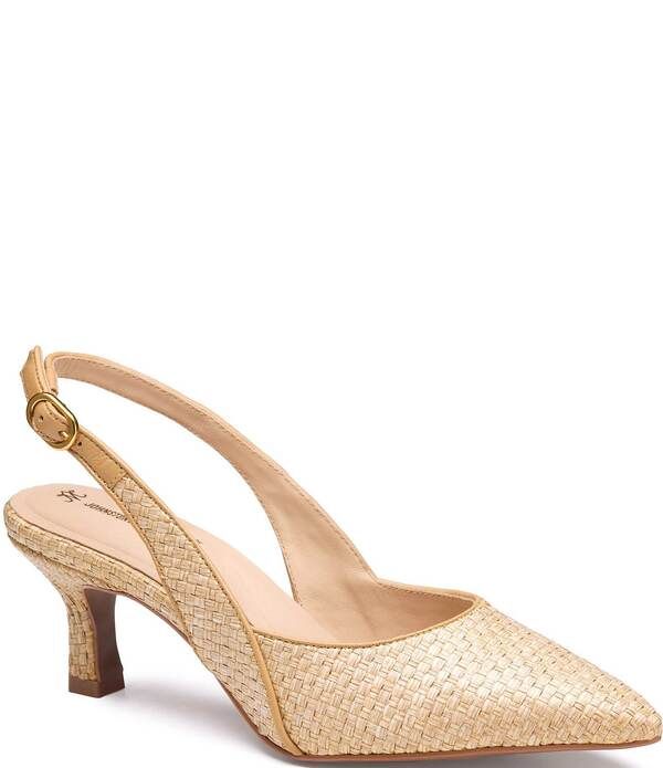 ジョンストンアンドマーフィー レディース シューズ ヒール Johnston Murphy Womens Lindsey Raffia Slingback Pumps Natural