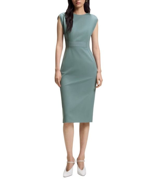 ヒューゴボス レディース トップス ワンピース クルーネック ミディ BOSS By Hugo Boss Deitra Crew Neck Short Sleeve Slimidi Dress Bright Blue ブルー