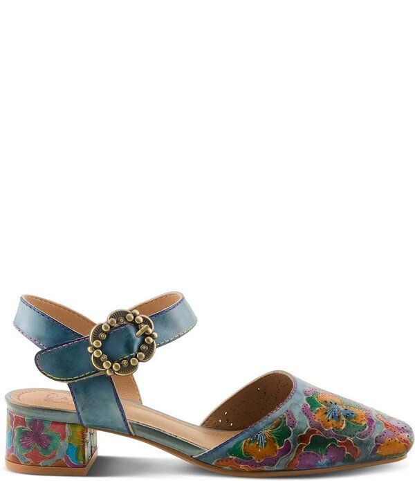 ラリティステ レディース シューズ パンプス フラワー柄 アンクル レザー フラワー LARTISTE Funferbiz Floral Painted Leather Ankle Strapumps Blue Multi ブルー