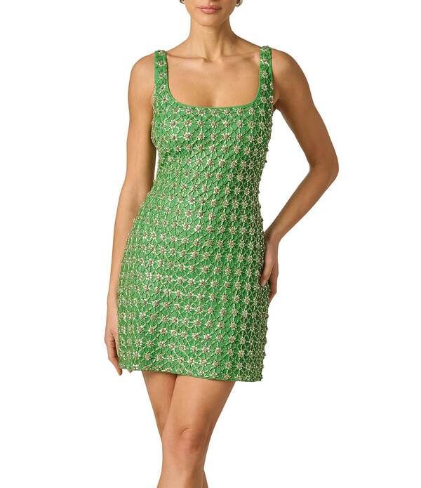 アドリアナ パペル レディース トップス ワンピース ミニ メッシュ ノースリーブ Adrianna Evening by Adrianna Papell Fully Beaded Mesh Square Neck Sleevelessheath Mini D