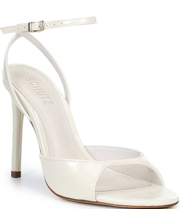 シュッツ レディース シューズ サンダル アンクル レザー Schutz Arlette Patent Leather Ankle Strap Stiletto Dressandalsugar White ホワイト