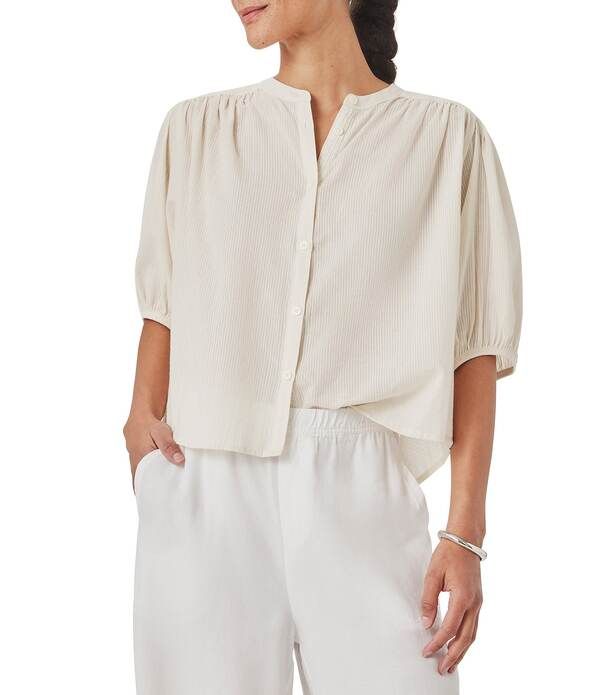 スプレンディット レディース トップス シャツ ブラウス Splendid Madelyn Round Neck Short Sleeve Blouse Antique Pearl パール