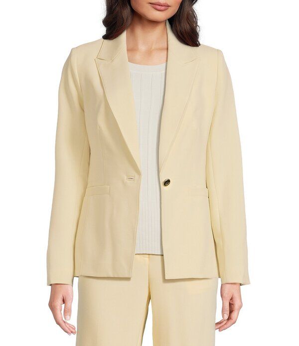 カール ラガーフェルド レディース アウター コート ジャケット KARLAGERFELD PARIS Wovenotch Lapel Collar Long Sleeve Suiting Jacket Panna Cotta