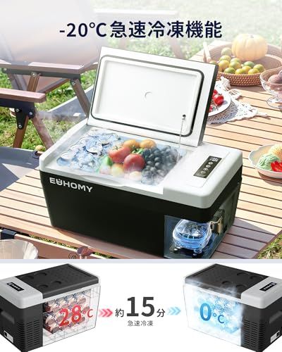 ☆新品☆EUHOMY 車載冷蔵庫 ポータブル冷蔵庫 小型 【-20℃?20℃ 急速冷凍】 18L 持ち運び 3WAY 電気式 車載 電動 車に乗せる キャンプ 車載家庭両用 静音 低電圧保護 DC12V/24V AC100V コンプレッサー式 48298724