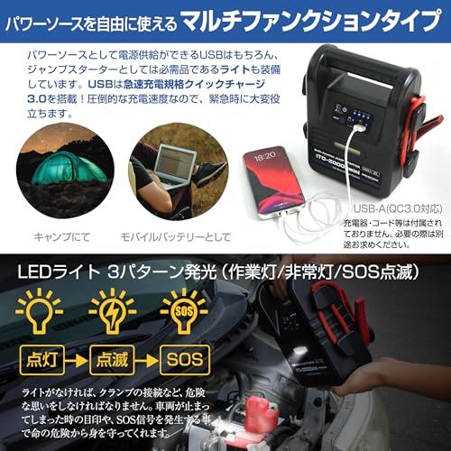 ☆新品☆88HOUSE ジャンプスターター 12V 大容量 修理対応可 20000mAh リン酸鉄 リチウム電池 車両から急速充電 バックチャージシステム 安心の リン酸鉄 12V 1年 ハイブリット車対応 軽量 安全機能 ヒーター搭載 マル c6897533