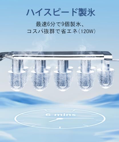 ☆新品☆COWSAR 製氷機 家庭用 6分高速製氷機 自動洗浄機能 1.2L大容量タンク 2種氷サイズ調節可能 静音 自動停止 水不足提示 晩酌 家飲み オフィス飲み 日本語説明書付き 6270211b