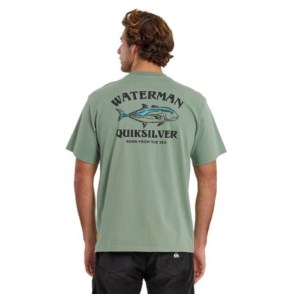 クイックシルバー メンズ トップス Tシャツ Quiksilver Mens Waterman Trolling Screen TShirt Lily Pad