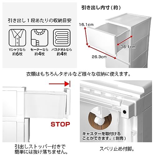 ☆新品☆JEJアステージ(JEJ Astage) 収納チェスト 壁付デコニーシーヴォ 5段 ホワイト 日本製 収納ボックス 衣類 タンス 9d618a2a