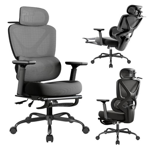 ☆新品☆[Goswave] オフィスチェア 人間工学 椅子 疲れない デスクチェア ハイバック 調節可能腰サポート 座面スライド 3Dヘッドレスト 3Dアームレスト ハンガー搭載 リクライニング 通気性 メッシュ ブラック H-WY12 (黒 2e9f7b25