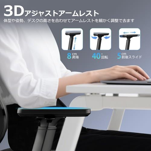 ☆新品☆[Goswave] オフィスチェア 人間工学 椅子 疲れない デスクチェア ハイバック 調節可能腰サポート 座面スライド 3Dヘッドレスト 3Dアームレスト ハンガー搭載 リクライニング 通気性 メッシュ ブラック H-WY12 (黒 2e9f7b25