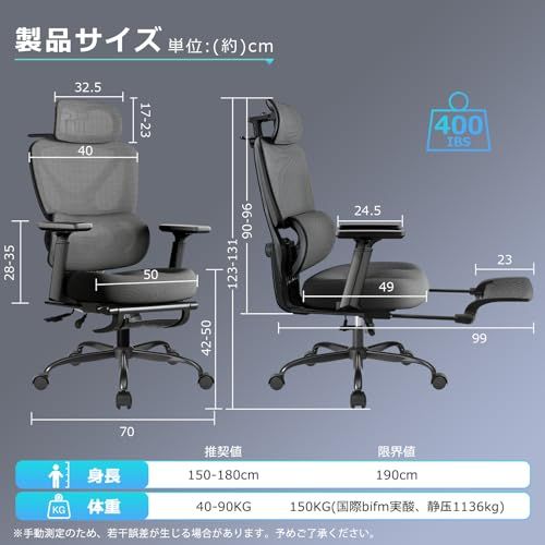 ☆新品☆[Goswave] オフィスチェア 人間工学 椅子 疲れない デスクチェア ハイバック 調節可能腰サポート 座面スライド 3Dヘッドレスト 3Dアームレスト ハンガー搭載 リクライニング 通気性 メッシュ ブラック H-WY12 (黒 2e9f7b25
