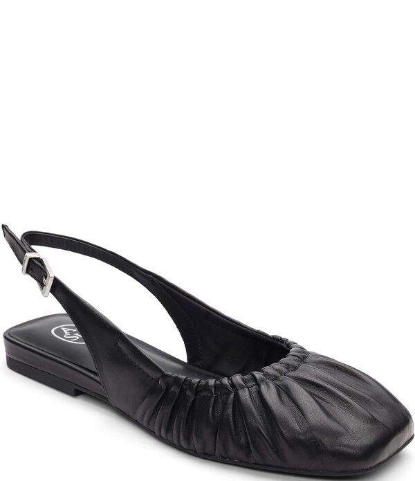 アッシュ レディース シューズ パンプス ギャザー レザー ASH Bibi Ruched Leather Slingback Ballet Flats Black ブラック