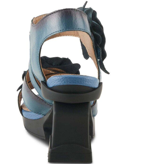 ラリティステ レディース シューズ サンダル プラットフォーム レザー ヒール LARTISTE LARTSITE Shelly Leather Applique Flowersculpted Block Heel Platform Sandals Blue ラリティステ レディース シューズ サンダル プラットフォーム レザー ヒール LARTISTE LARTSITE Shelly Leather Applique Flowersculpted Block Heel Platform Sandals Blue