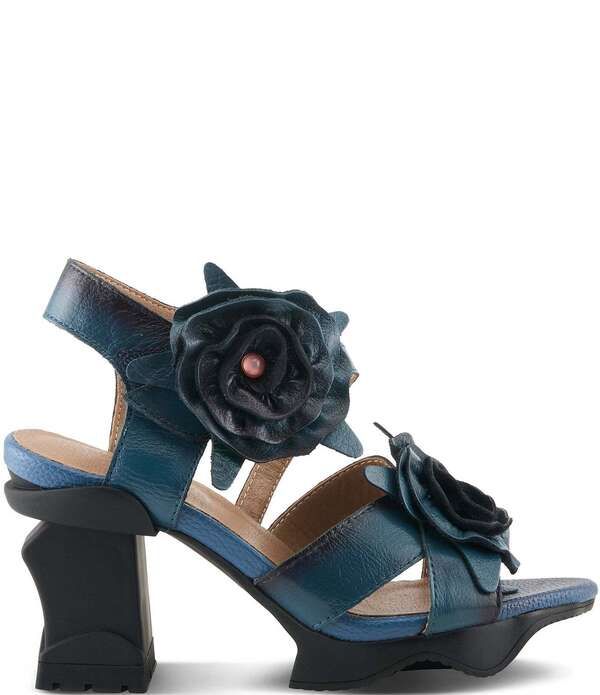 ラリティステ レディース シューズ サンダル プラットフォーム レザー ヒール LARTISTE LARTSITE Shelly Leather Applique Flowersculpted Block Heel Platform Sandals Blue ラリティステ レディース シューズ サンダル プラットフォーム レザー ヒール LARTISTE LARTSITE Shelly Leather Applique Flowersculpted Block Heel Platform Sandals Blue