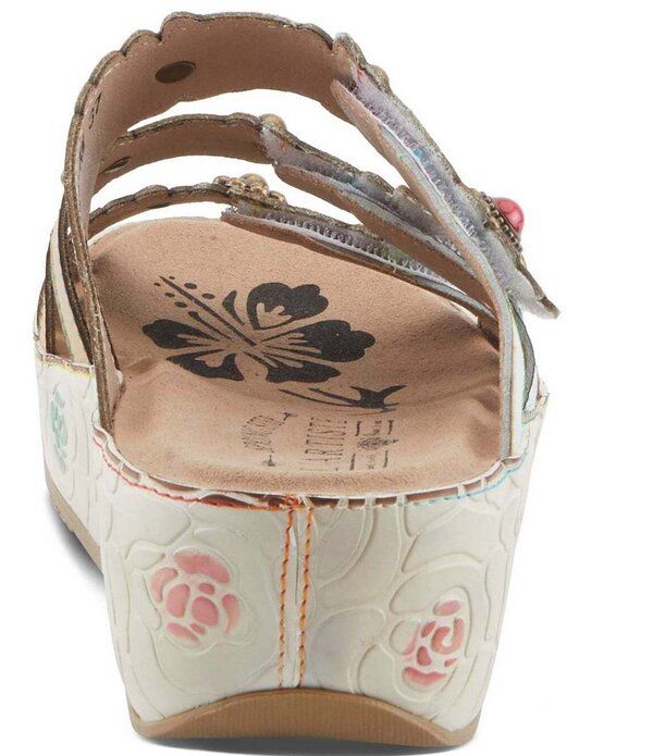 ラリティステ レディース シューズ サンダル プラットフォーム レザー LARTISTE Cuddlecake Leather Flower Applique Platform Wedge Slide Sandals White Multi ホワイト