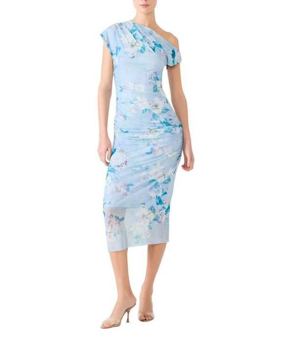 スティーブ マデン レディース トップス ワンピース アシンメトリー フラワー柄 プリント メッシュ ミディ フラワー Steve Madden Gracelyn Floral Print Asymmetrical Shoulder Short Sleeve 15,525円