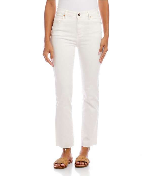 カレンケーン レディース ボトムス デニムパンツ ストレート プチ ジーンズ Karen Kane Petite Size Straight Leg Raw Hem Denim Jeans Off White オフホワイト