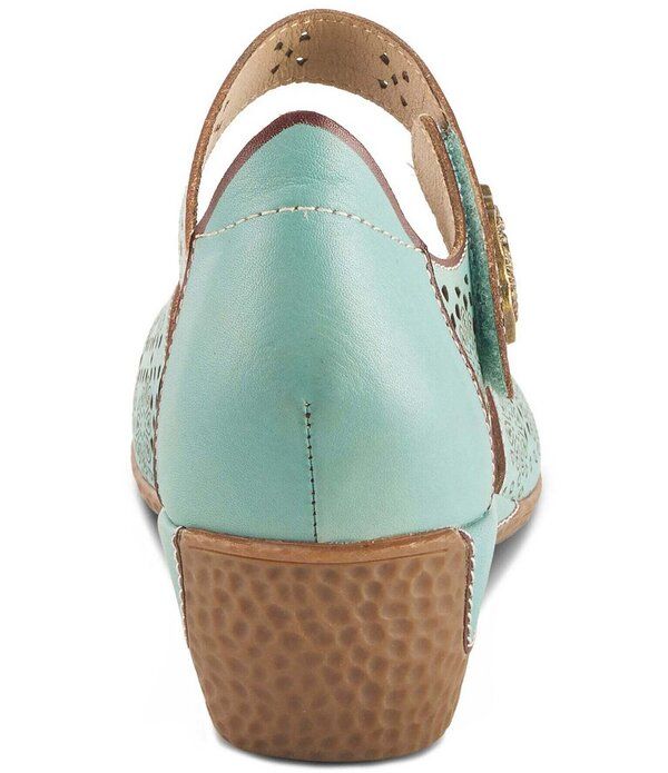 ラリティステ レディース シューズ サンダル フラワー柄 レザー フラワー LARTISTE Americana Floral Perforated Leather Mary Jane Wedgesky Blue ブルー
