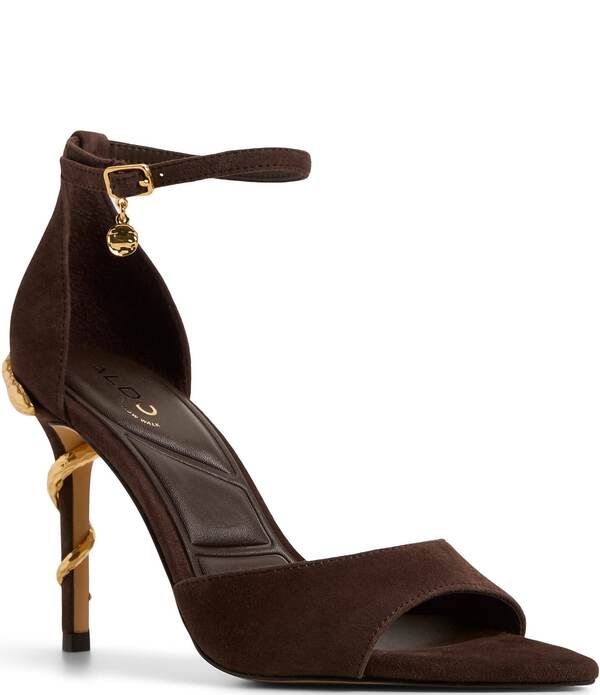 アルド レディース シューズ サンダル スエード ヒール ALDO Medeza Suede Snake Heel Dressandals Dark Brown ブラウン
